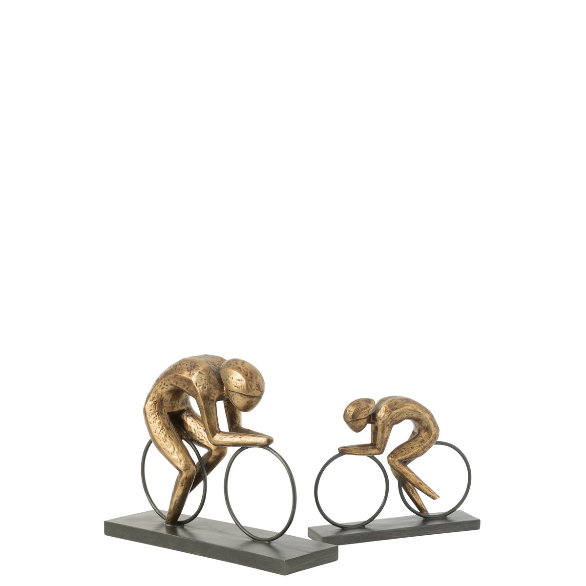 Cycliste à Pied en Résine Or Large - Vue avant avec détails dorés