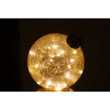 Détail de la boule de Noël J-Line en verre doré, mettant en avant les lumières LED