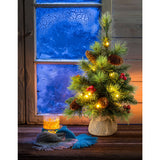 Arbre de Noël LED avec des baies et des pommes de pin - H: 45 cm