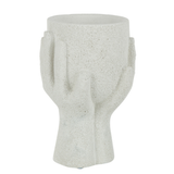 Pot de fleurs J-Line en ciment blanc, vue de face