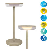 Lampe à poser sans fil dimmable en métal beige