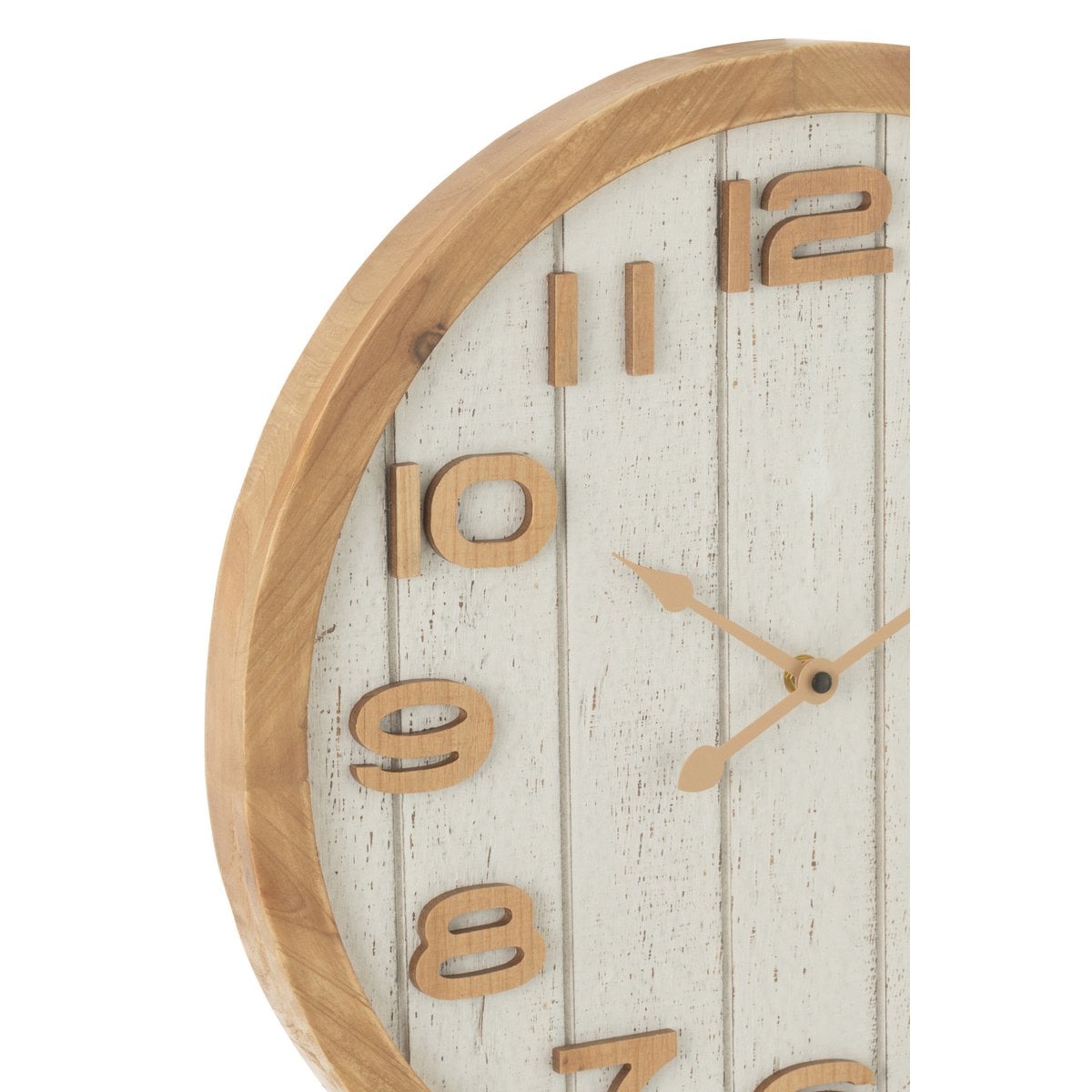 Détail de l'horloge murale J-Line, finition bois naturel
