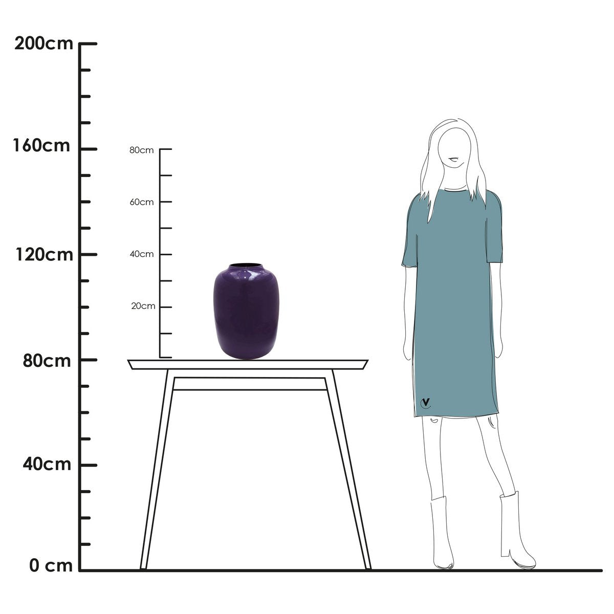 Vase Artic Purple sur une étagère décorative