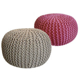 Tabouret de siège pouf ensemble 2 pièces Ø 55 cm h 37 cm tabouret de tricot coussin de plancher
