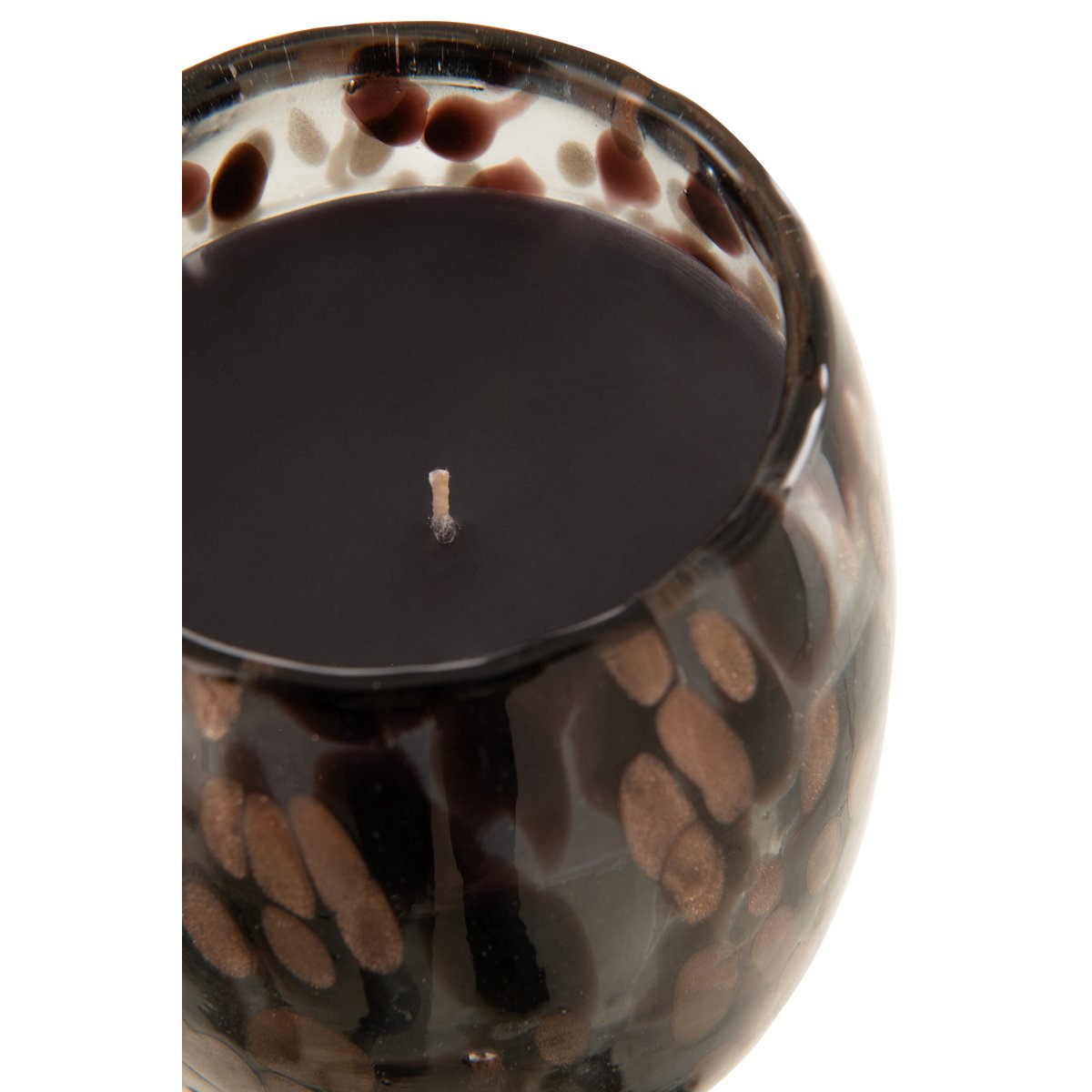 Détail de la bougie J-Line Mia, parfum cuir et feuilles