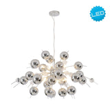 La lampe pendentielle "explosion" chromée en métal et en verre, versions G9, lampe suspendue pour salle à manger, salon, couloir ou bureau, Øca. 98 cm