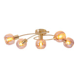 Le plafonnier / plafond "en laiton" Libby ", lampe au plafond classique en métal de couleur en laiton et en verre teinté en ambre, avec socket E14, pour salle à manger, salon, couloir ou bureau, 65,5 cm de long