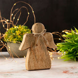 Decof Figure Angel Wooden Figure 15x13cm Master Box 36 Pieces de décoration de Noël Lucky Angel Wood Mango