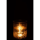 Lanterne J-Line Classic Crackle posée sur une table, ambiance intérieure