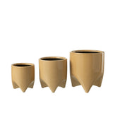 Pot de fleurs Helia J-Line en céramique beige, ambiance intérieure.