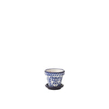 Pot de fleurs J-Line Grenade en céramique bleu, vue de face