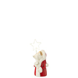 Père Noël LED Étoile en résine blanc et rouge, vue de face