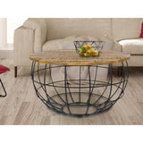 Table basse ronde durable Lexington ø 75 cm treillis métallique fil métallique table de salon en bois massif