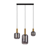 Suspension Fumo en métal noir et verre fumé, vue de face