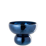 Photophore J-Line rond sur pied - verre - bleu - Ø 23 cm