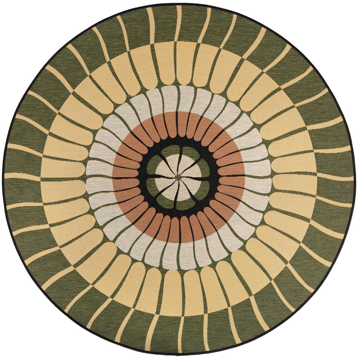 Tapis Zeno outdoor Cèdre - Motif floral élégant sur fond naturel