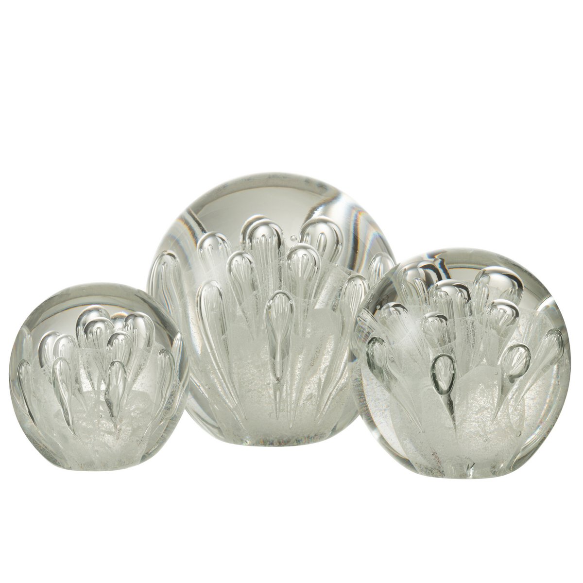 Presse-papier J-Line Bulles d'air en verre blanc, vue de face