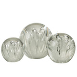 Presse-papier J-Line Bulles d'air en verre blanc, vue de face