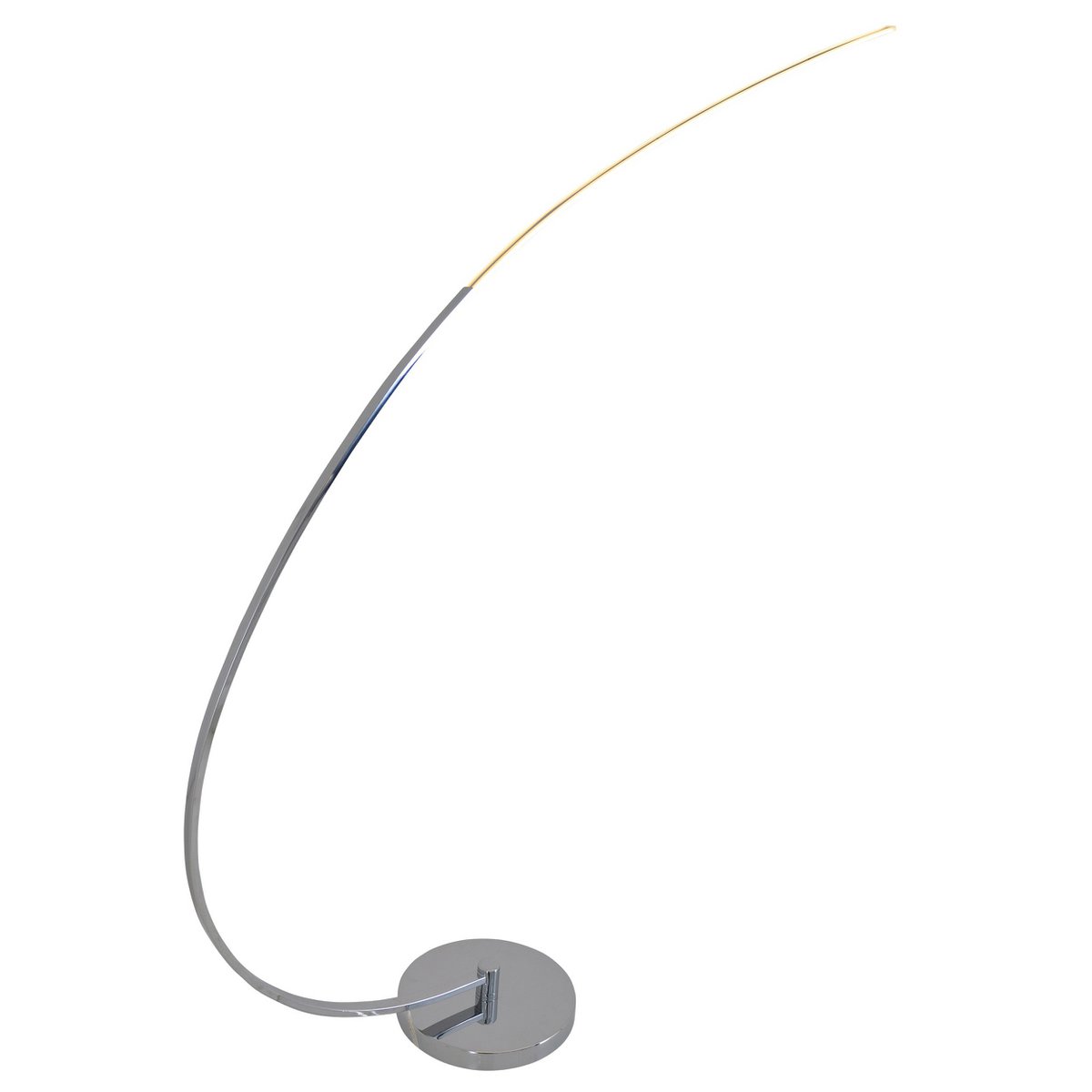 Lampadaire LED Loop Line argenté dans un salon moderne