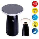 LED SOLAIRE LED "Ada" noir pour l'extérieur, lampe de table à LED en métal et en plastique 22,5 x 16 cm