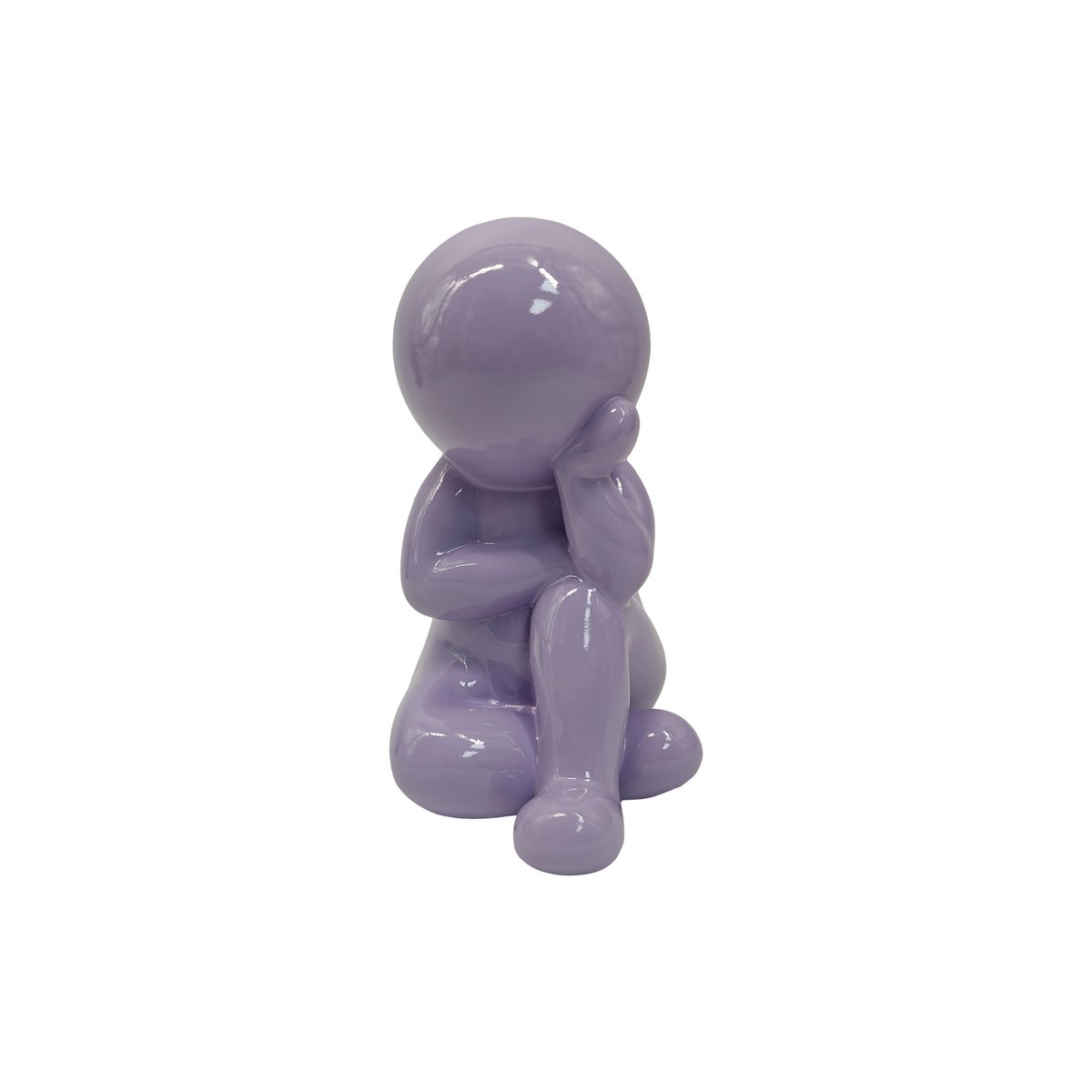 Statue Amigo Rêveur Moyen en polyresine mauve de face, design moderne