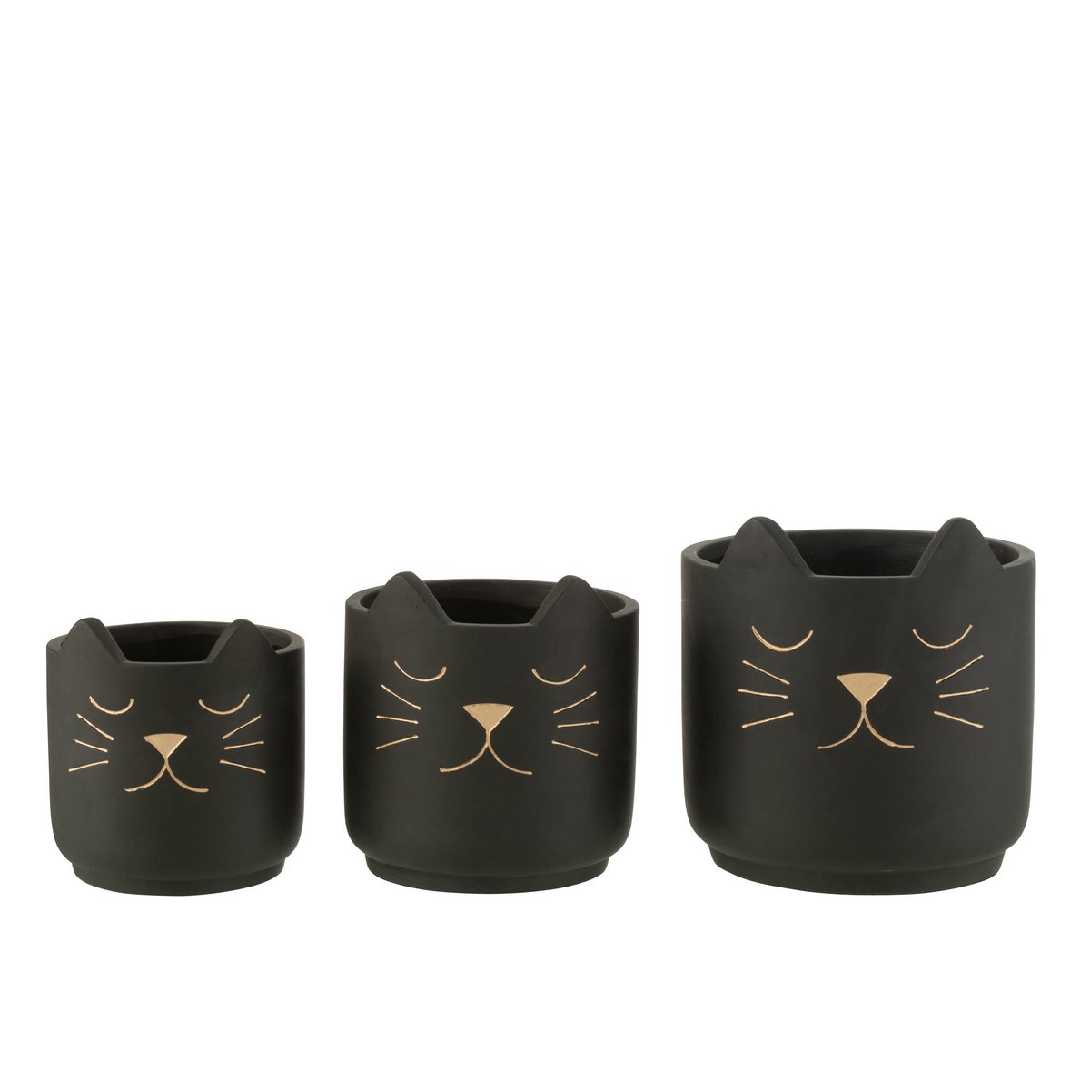 Pot de fleurs J-Line noir et or, détail du motif