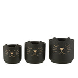 Pot de fleurs J-Line noir et or, détail du motif
