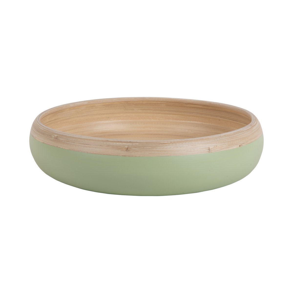 Saladier Puro Sphère en bambou vert sur fond blanc