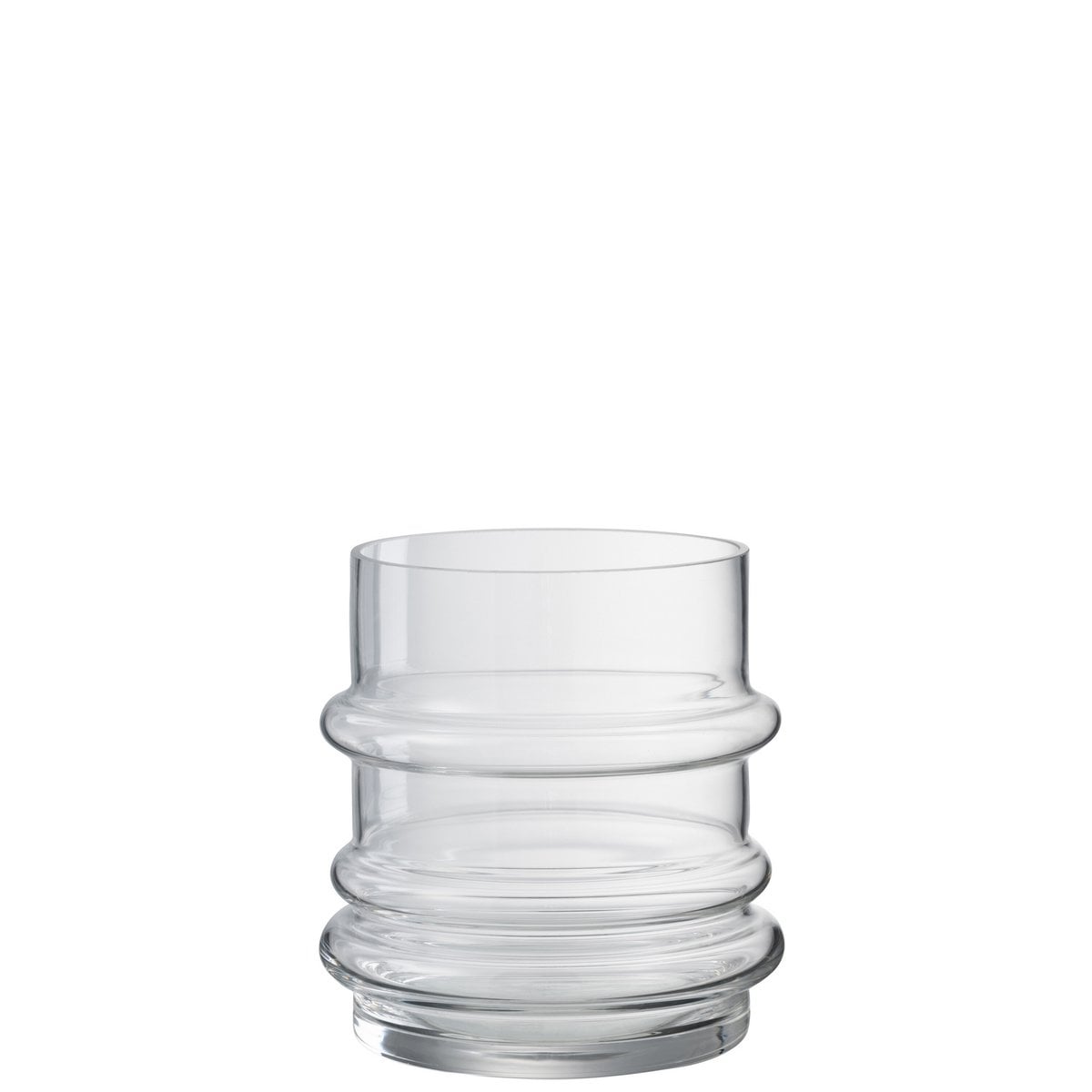 Détail du verre transparent du vase J-Line