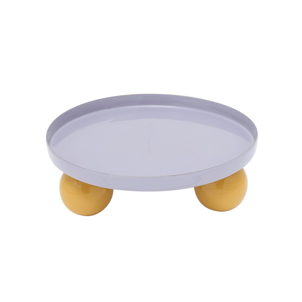 Plateau Double Funky Rond en métal mauve avec pieds sphériques