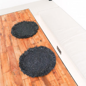 Set de table Boho noir en raphia avec franges, lot de 2, 4 ou 6