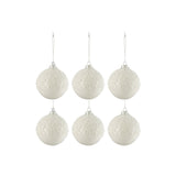 Coffret de 6 boules de Noël en verre blanc brillant de J-Line, vue d'ensemble