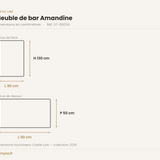 Dimensions du meuble de bar Amandine Castle Line — 90 x 50 x 130 cm