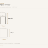 Dimensions de la chaise îlot Fay Castle Line — 55 x 57 cm, assise 65 cm
