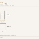 Dimensions de la chaise îlot Joy Castle Line — 52 x 59 cm, assise 65 cm