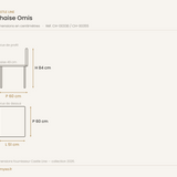 Dimensions de la chaise Omis Castle Line — 51 × 60 × 84 cm, assise 49 cm