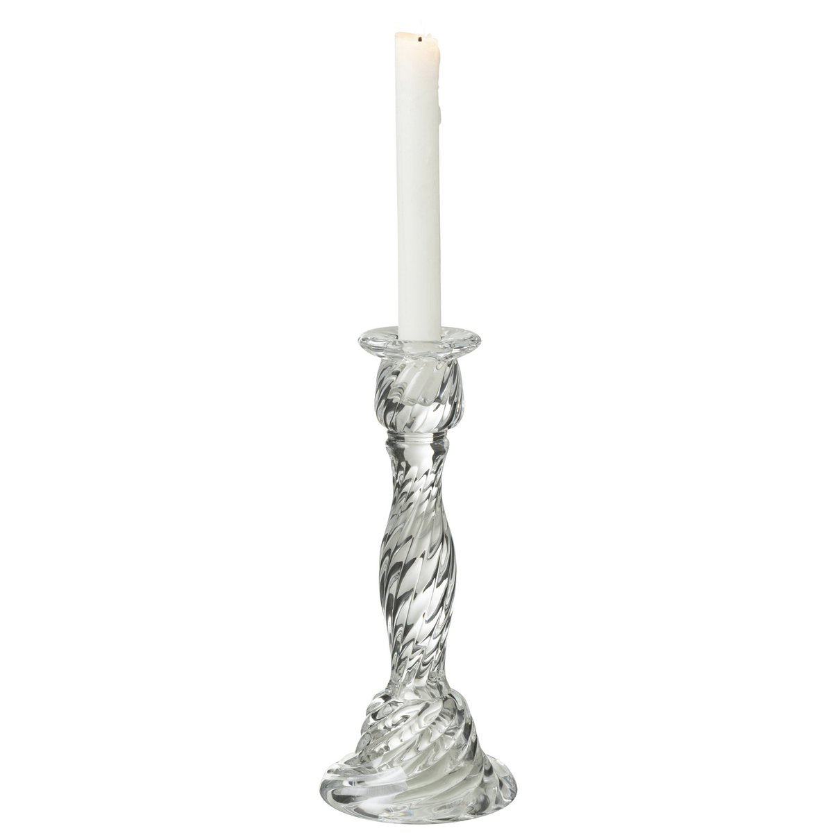 Bougeoir Nono J-Line en verre transparent, vue de face