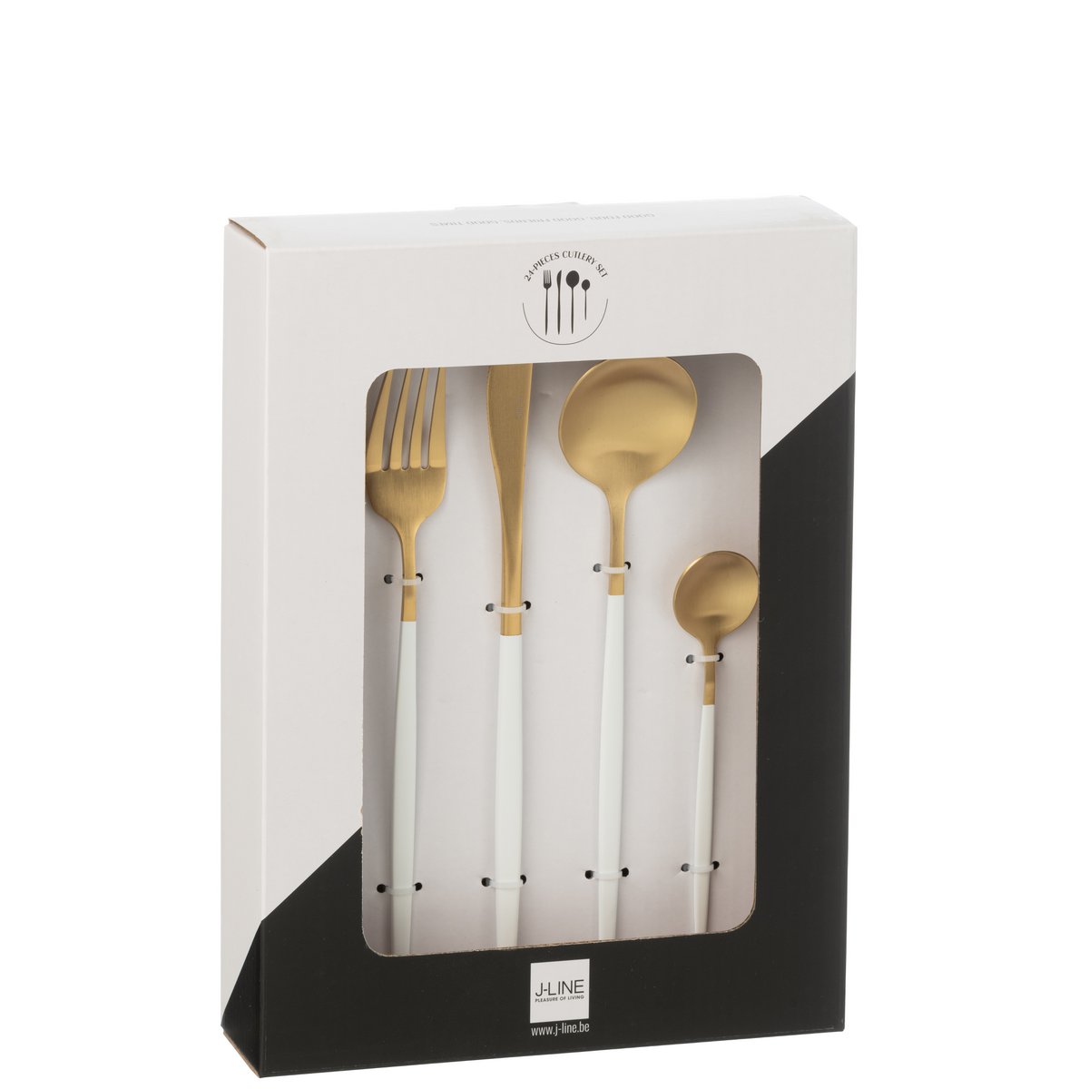 Boîte de 24 pièces de couverts J-Line, parfaits pour une table chic.