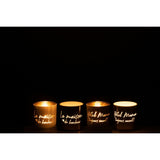 Photophore J-Line - textile/verre - or/argent - petit - 4 pièces
