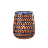 Lanterne J-Line Mosaic Drop en verre orange et bleu, vue de face