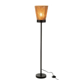 Lampadaire Luna J-Line en jute beige, vue de face dans un salon moderne.