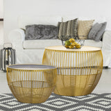 Set de 2 tables d'appoint rondes ø 49/41 H 37/29 cm tables décoratives table basse Glamira table basse or