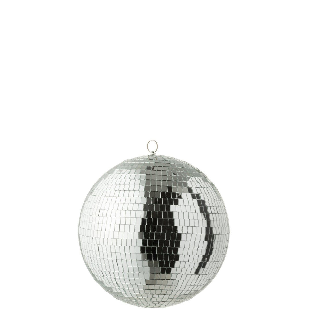 Vue rapprochée du miroir boule disco J-Line, mettant en valeur les détails