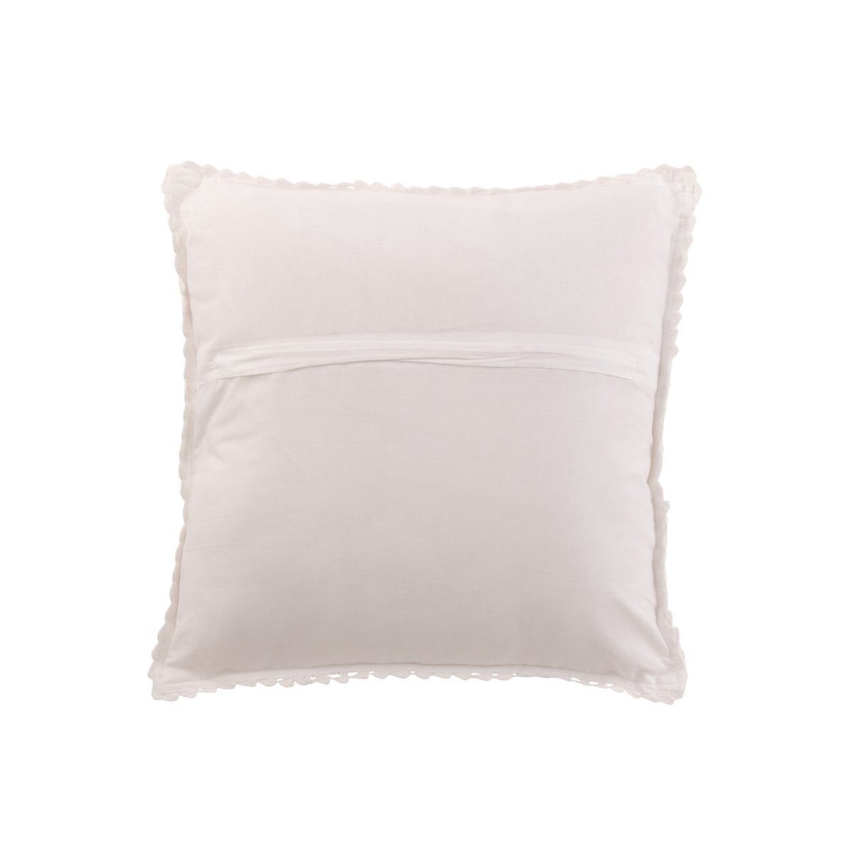 Détail du coussin J-Line Square Lace montrant la texture en coton blanc