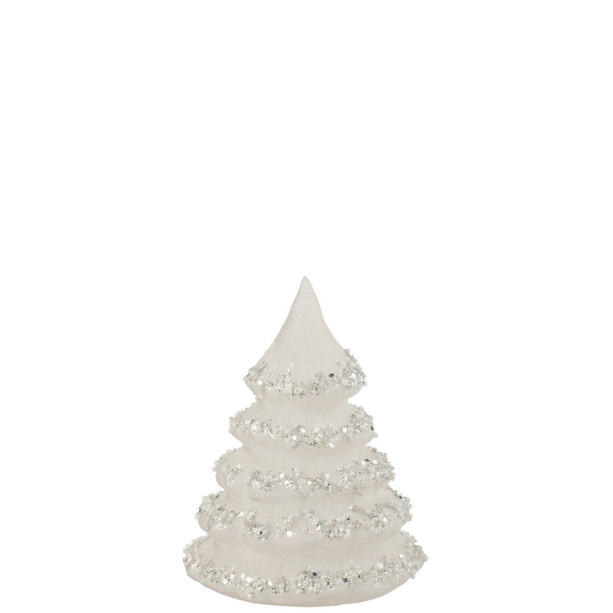 Sapin de Noël J-Line en verre avec paillettes blanches et argentées, petit modèle