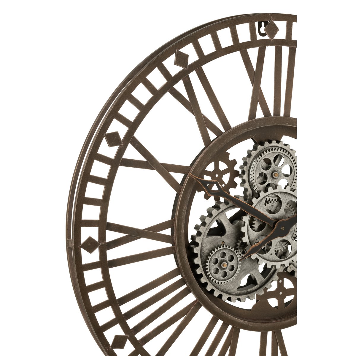 Détail des chiffres romains sur l'horloge J-Line en métal doré