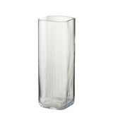 Vase carré droit J-Line en verre transparent, vue de face
