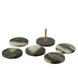 Dessous de verre ronds J-Line effet marbre - pierre - noir/gris - lot de 6