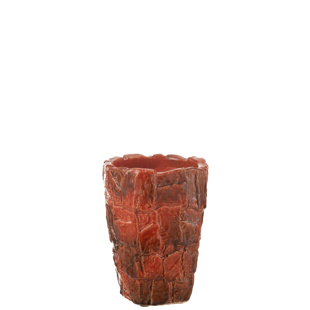 Vase J-Line Akane en céramique rouge, design moderne et élégant