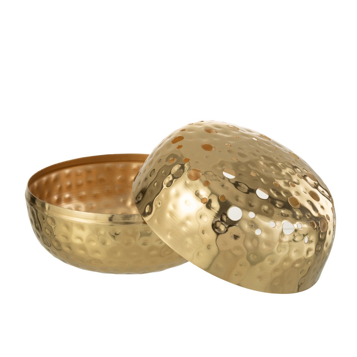 Vase J-Line Boule en métal doré avec fleurs, ambiance intérieure